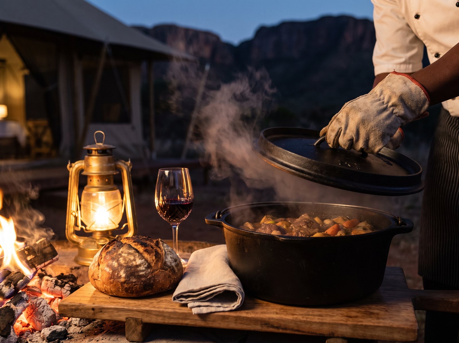 The chef lifting the lid