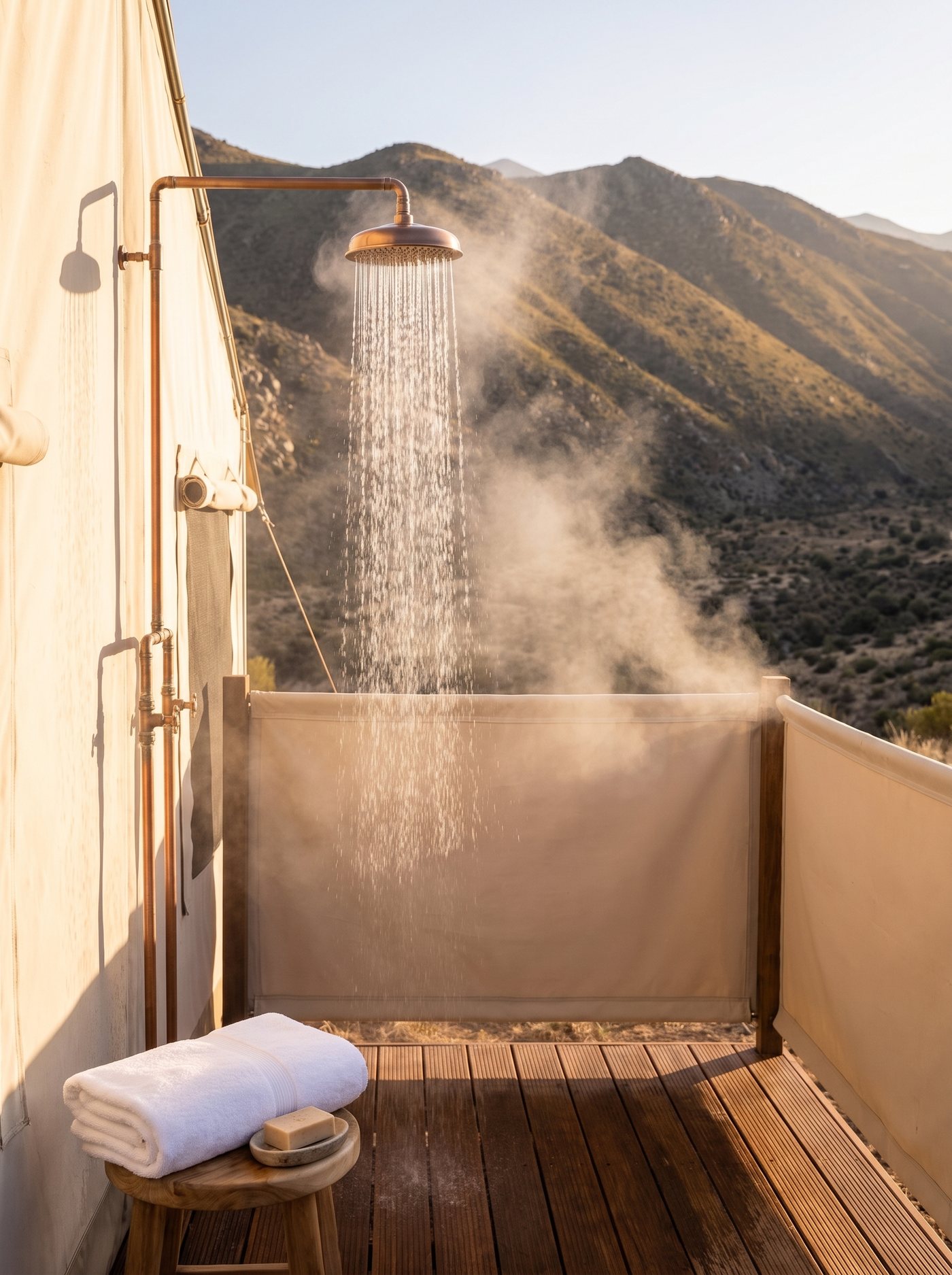 Hot water, outdoor shower