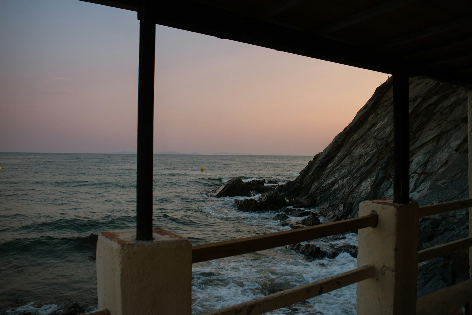 The coast at dusk from the hotel terrace