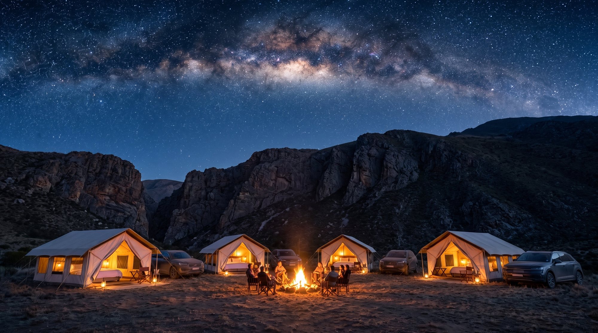 The camp at twilight